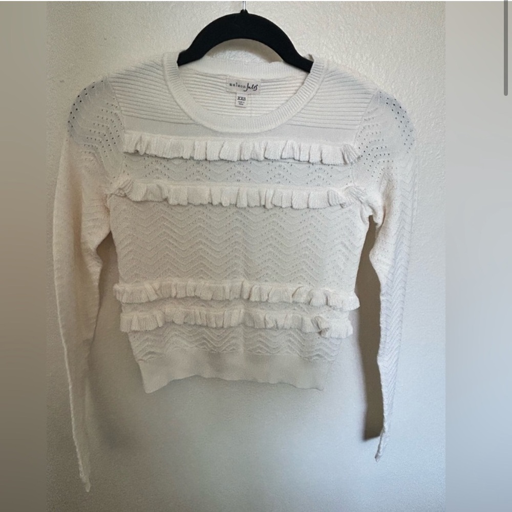 Maison Jules White Ruffle Sweater